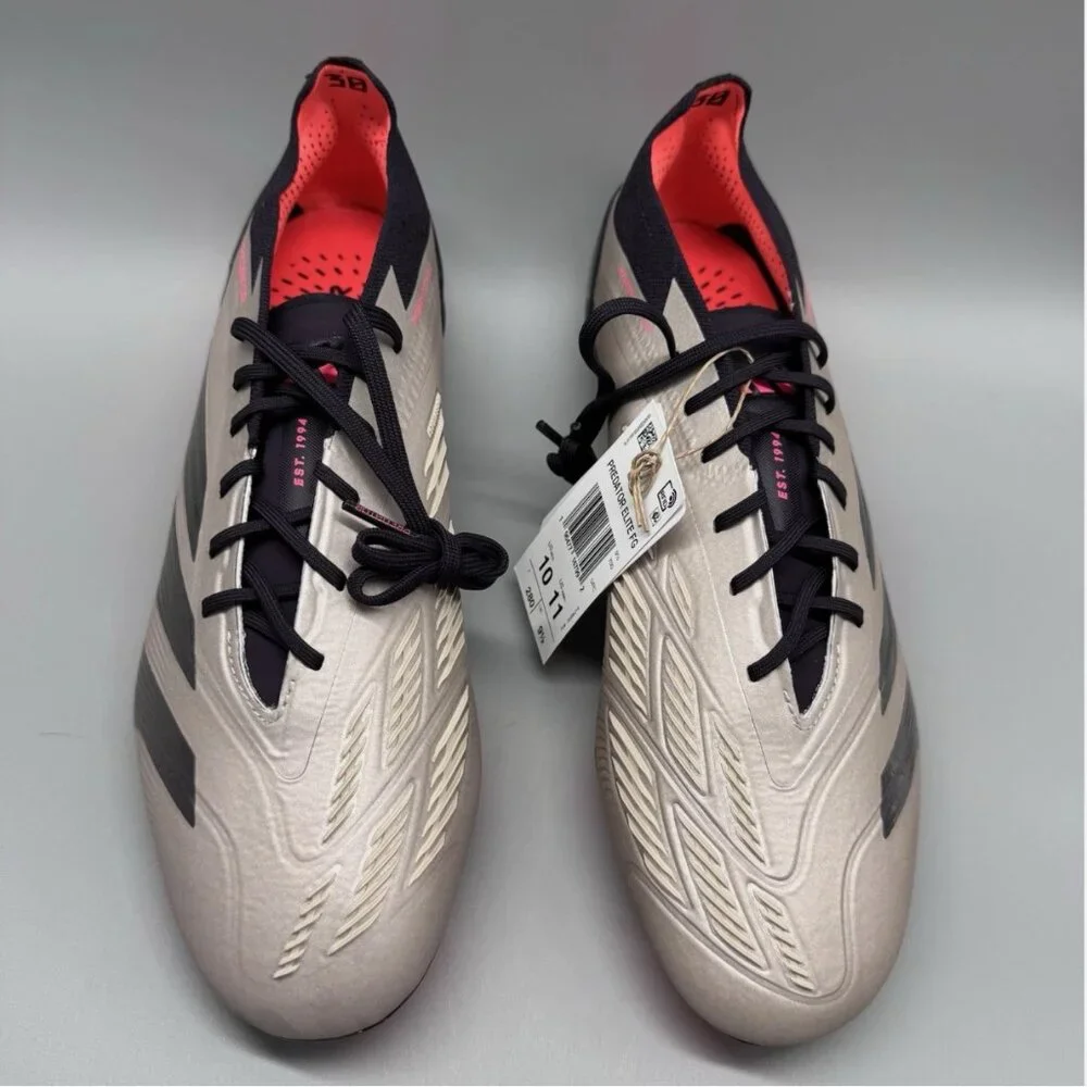NEW Adidas Predator Elite FG Platinum Metallic Soccer Cleats IF8868 Mens Size 10